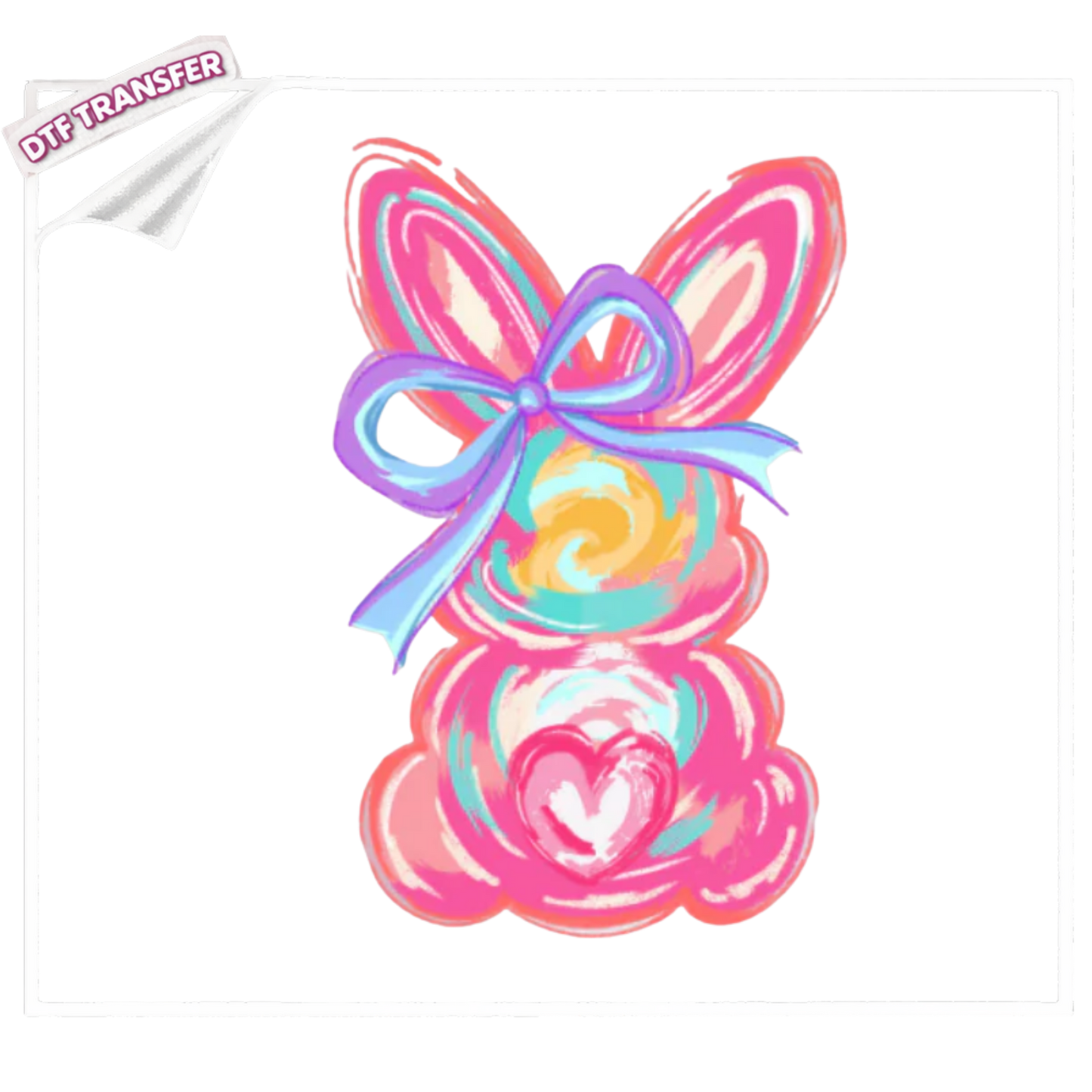 DTF Pastel Swirl Bunny Silhouette DTF Transfer