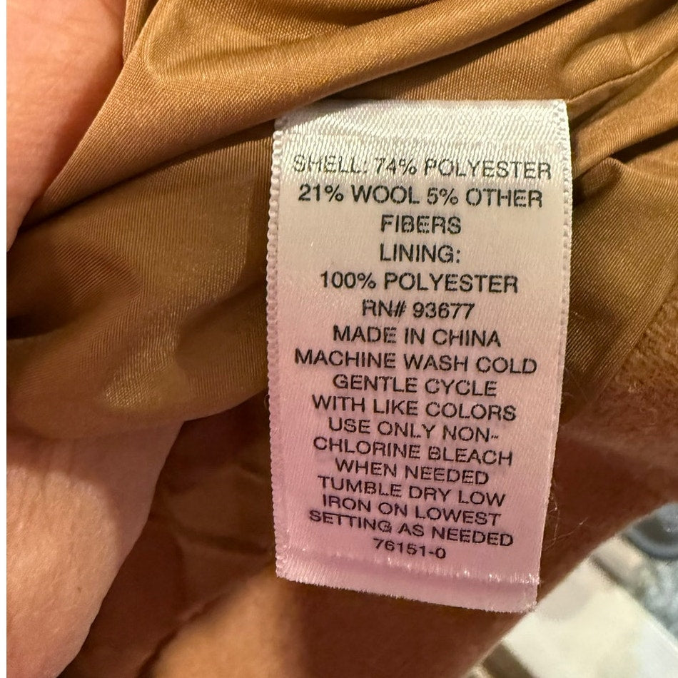 ANA A New Approach Tan Wool Blend Shirt Jacket XL Button Front Shacket Coat XL