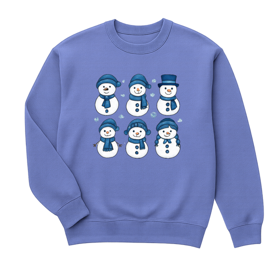 Blue sweatshirt with snowman design 