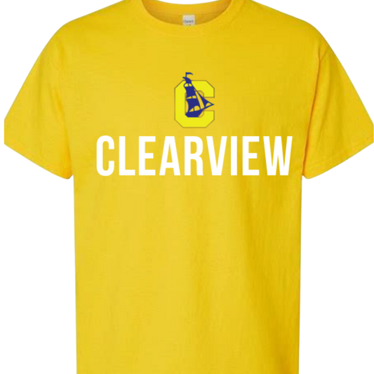 Clearview Clippers Logo on Yellow Shirt