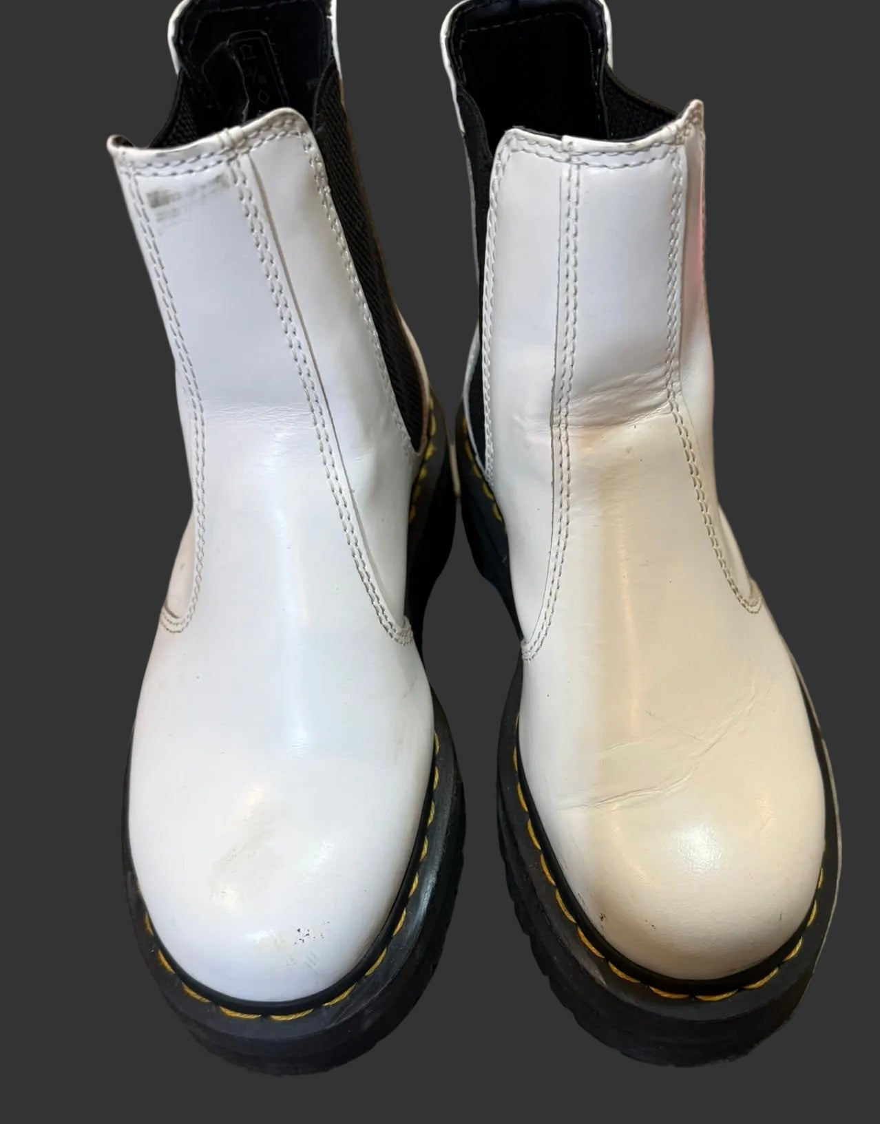 Doc Martens White ankle boots with black soles