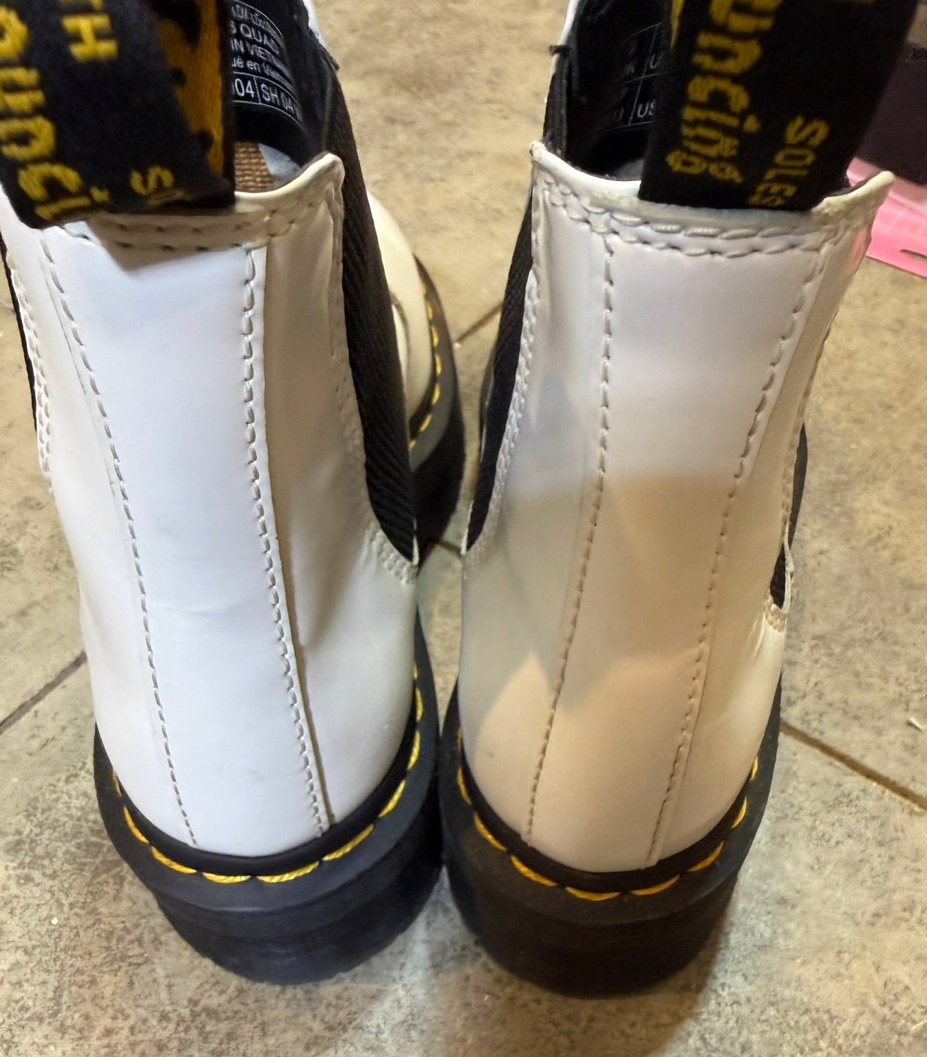 Doc Martens White boots with black soles 