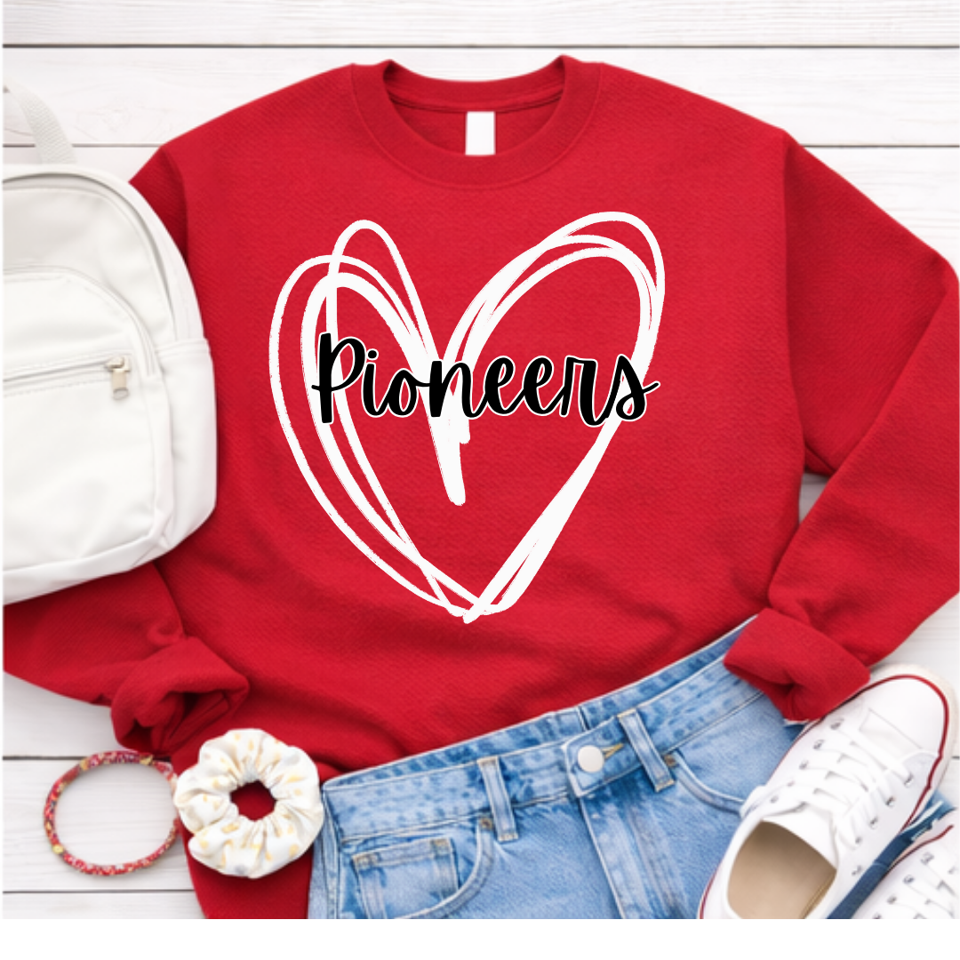 Elyria Pioneers School Spirit Apparel HEART PIONEERS