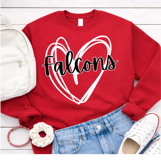 Firelands Falcons School Spirit Apparel HEART FALCONS