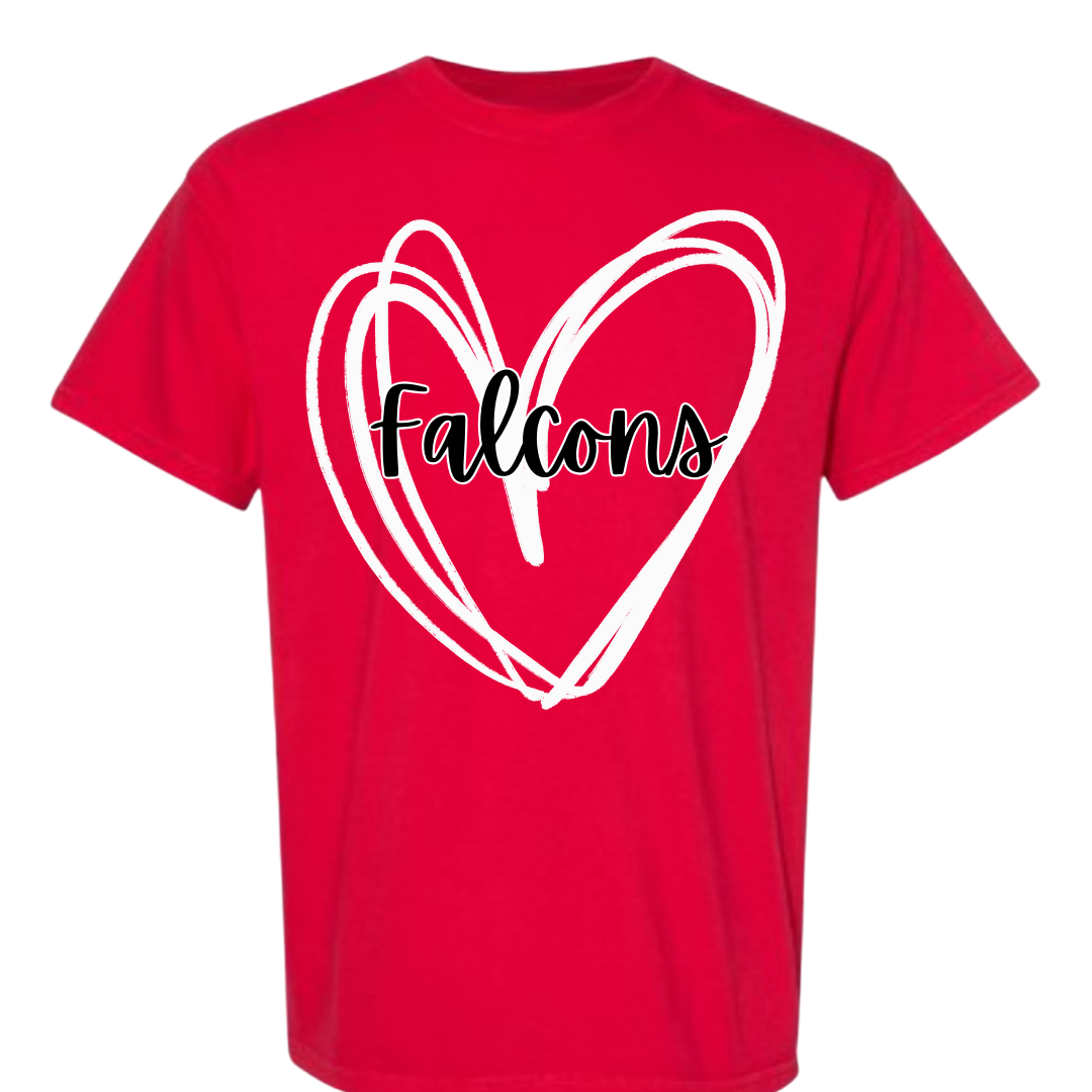 Firelands Falcons School Spirit Apparel HEART FALCONS