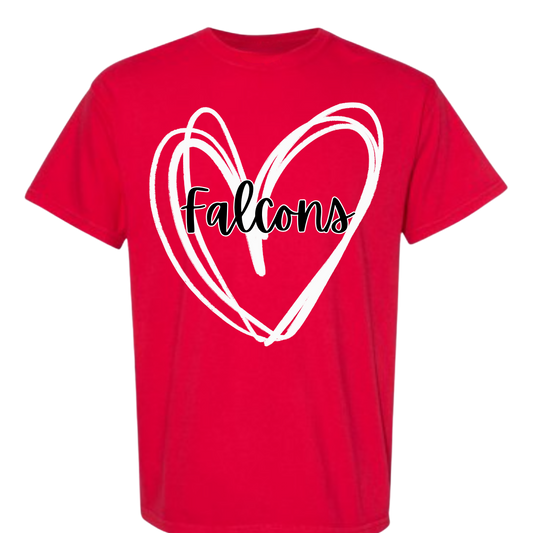 Firelands Falcons School Spirit Apparel HEART FALCONS