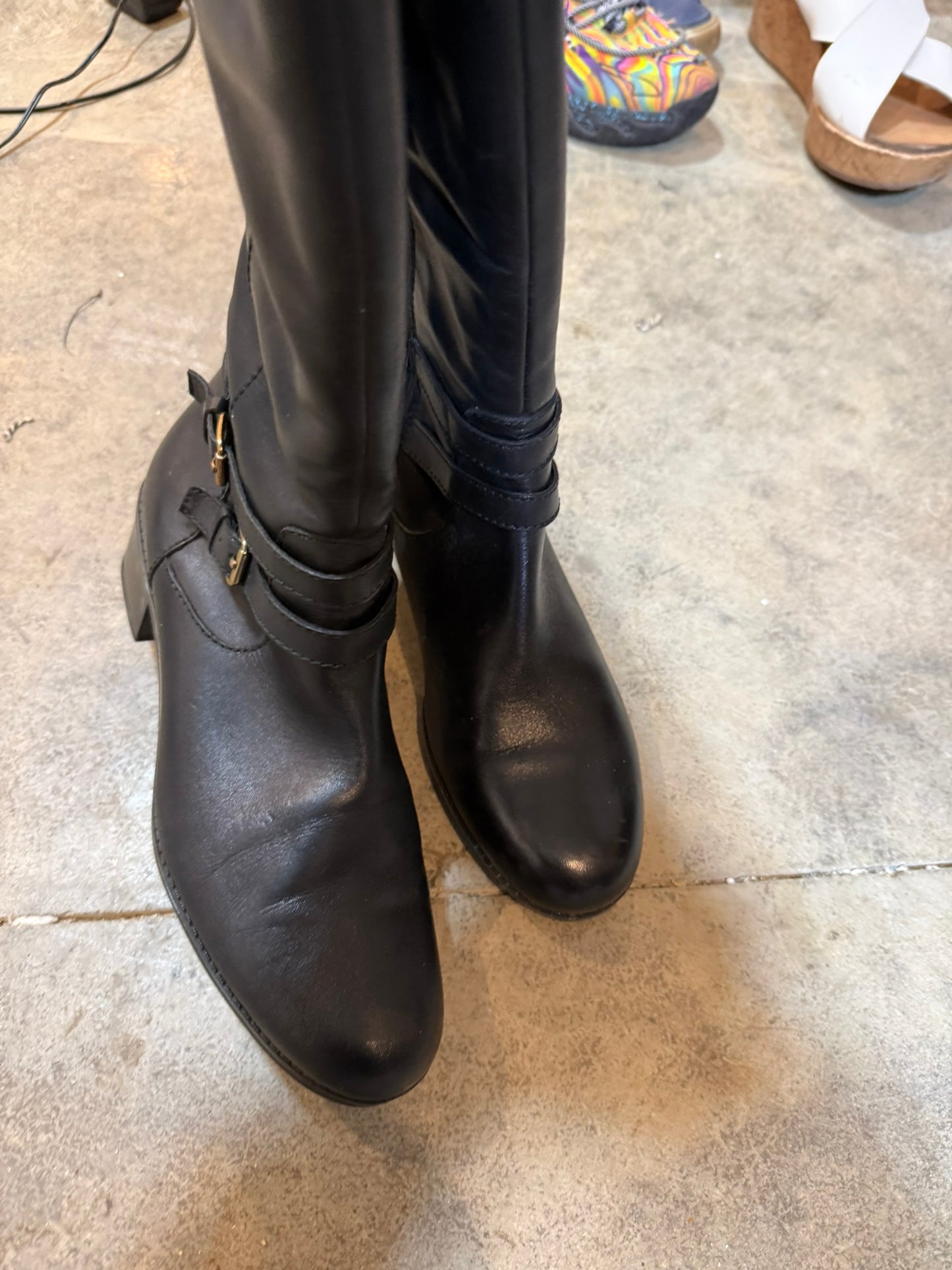 Women's Bandolino Black Tall Leather Boots Size 9.5 (Worn Once)