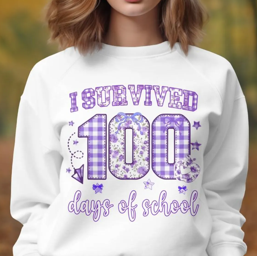 100 Days of School Purple Pattern