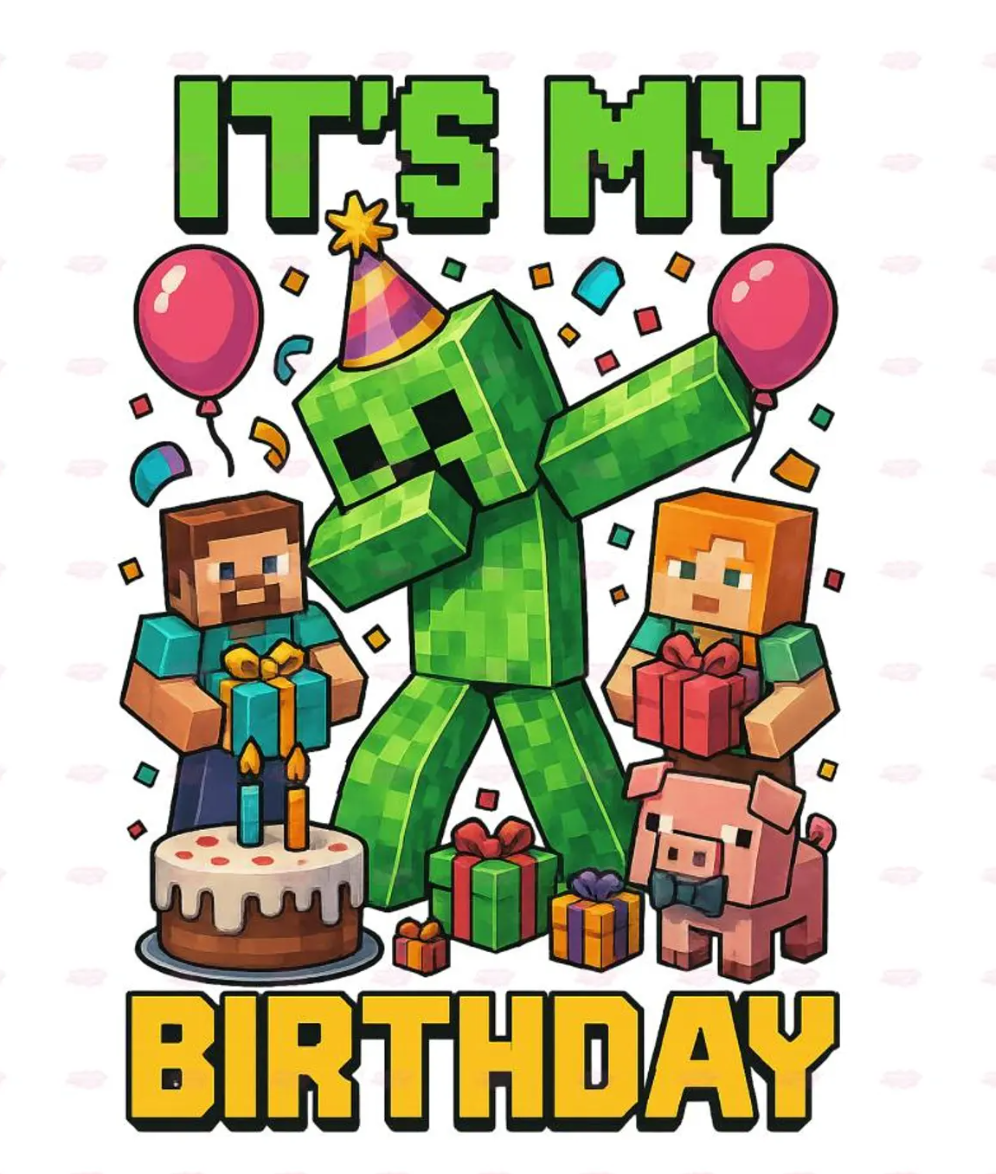 Custom Birthday Apparel Minecraft It's My Birthday