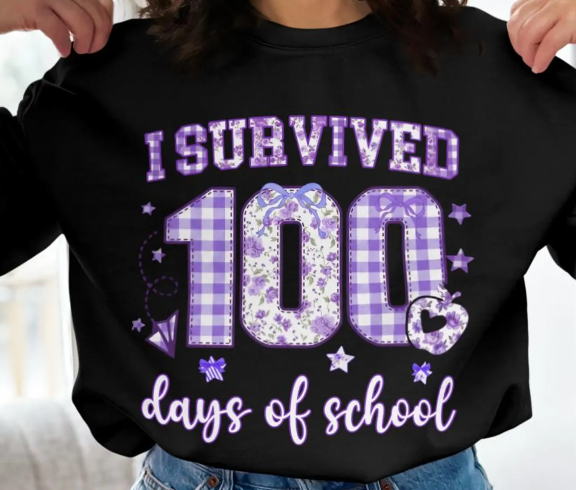 100 Days of School Purple Pattern