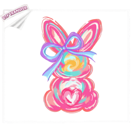 DTF Pastel Swirl Bunny Silhouette DTF Transfer