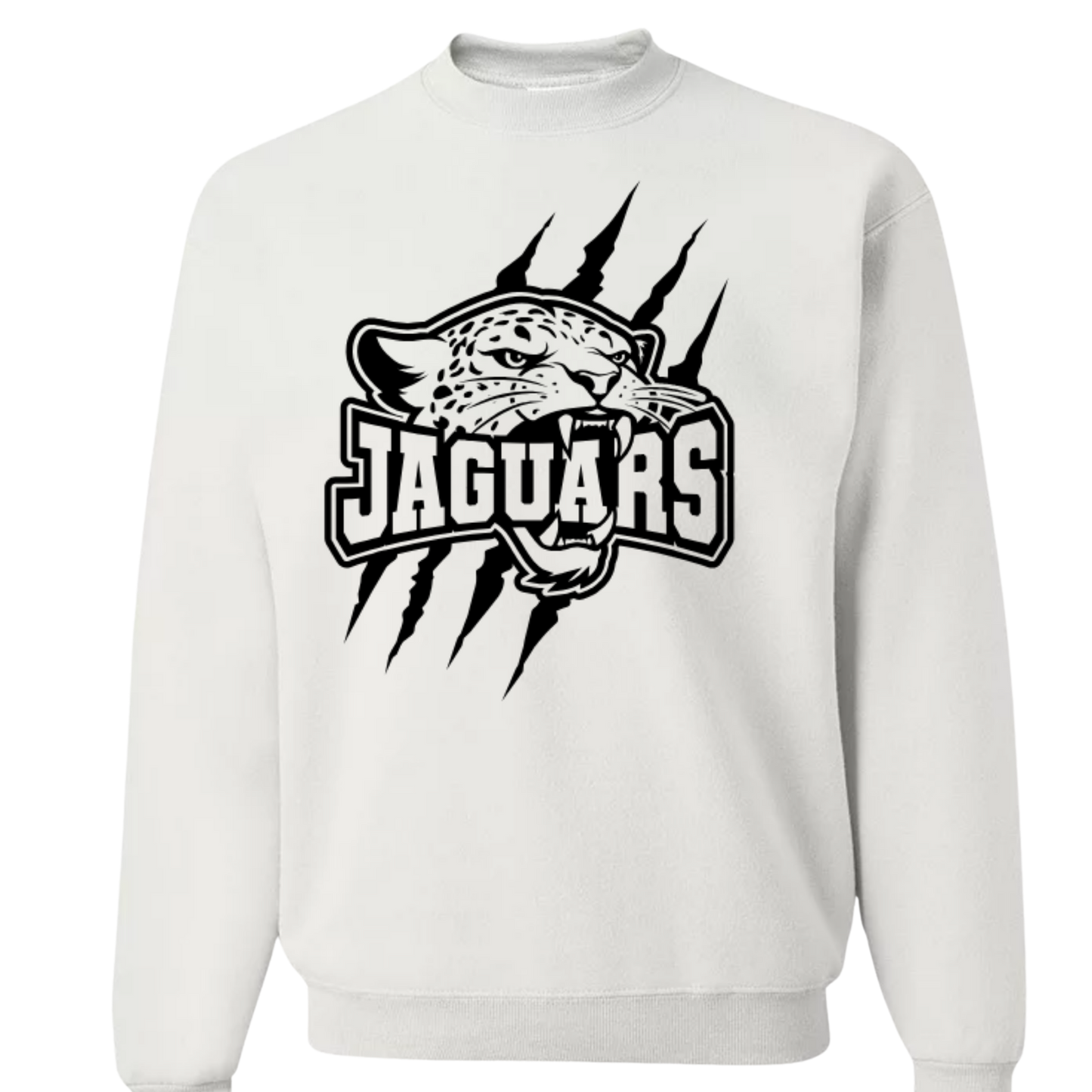 White sweatshirt with Jaguars logo on a white background