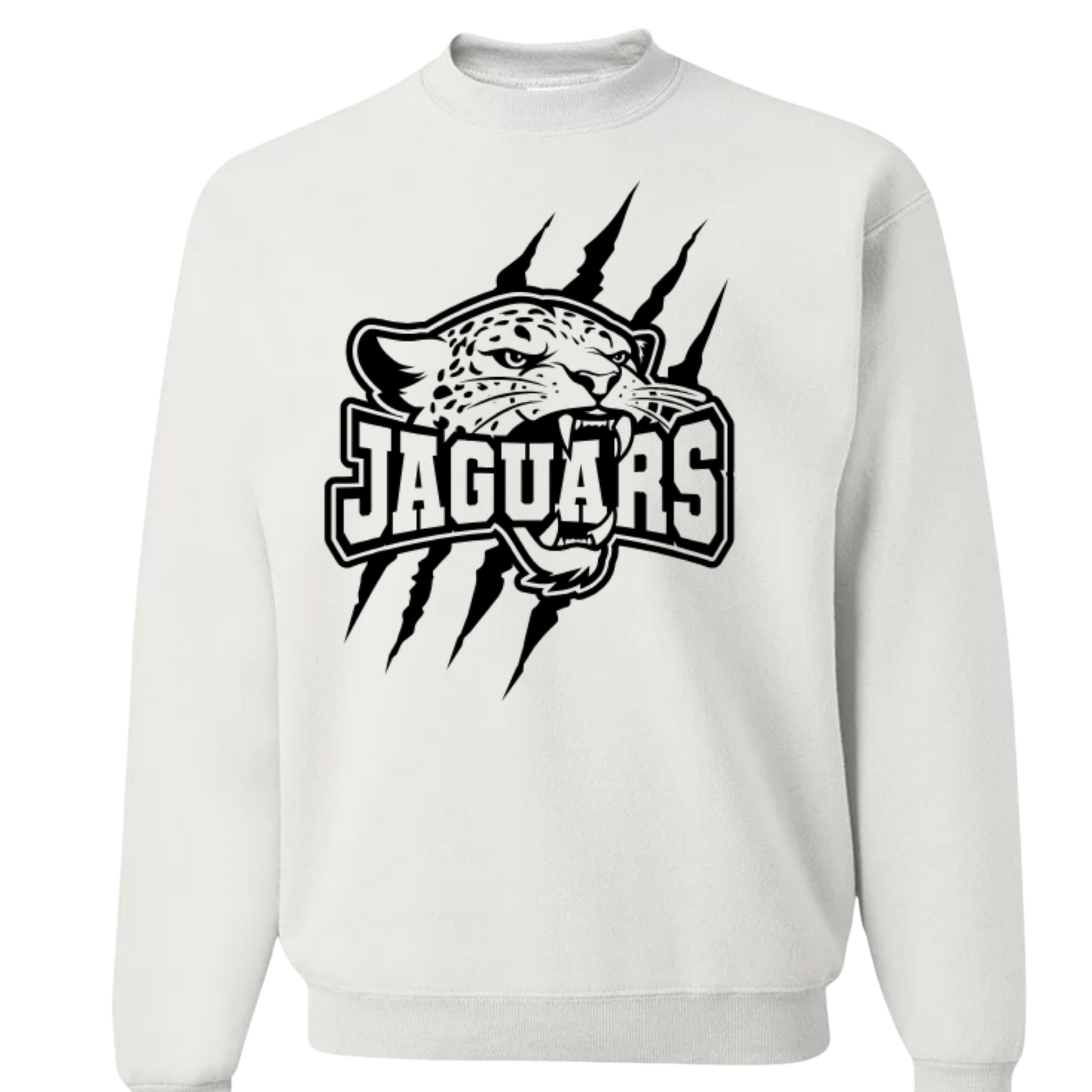 White sweatshirt with Jaguars logo on a white background