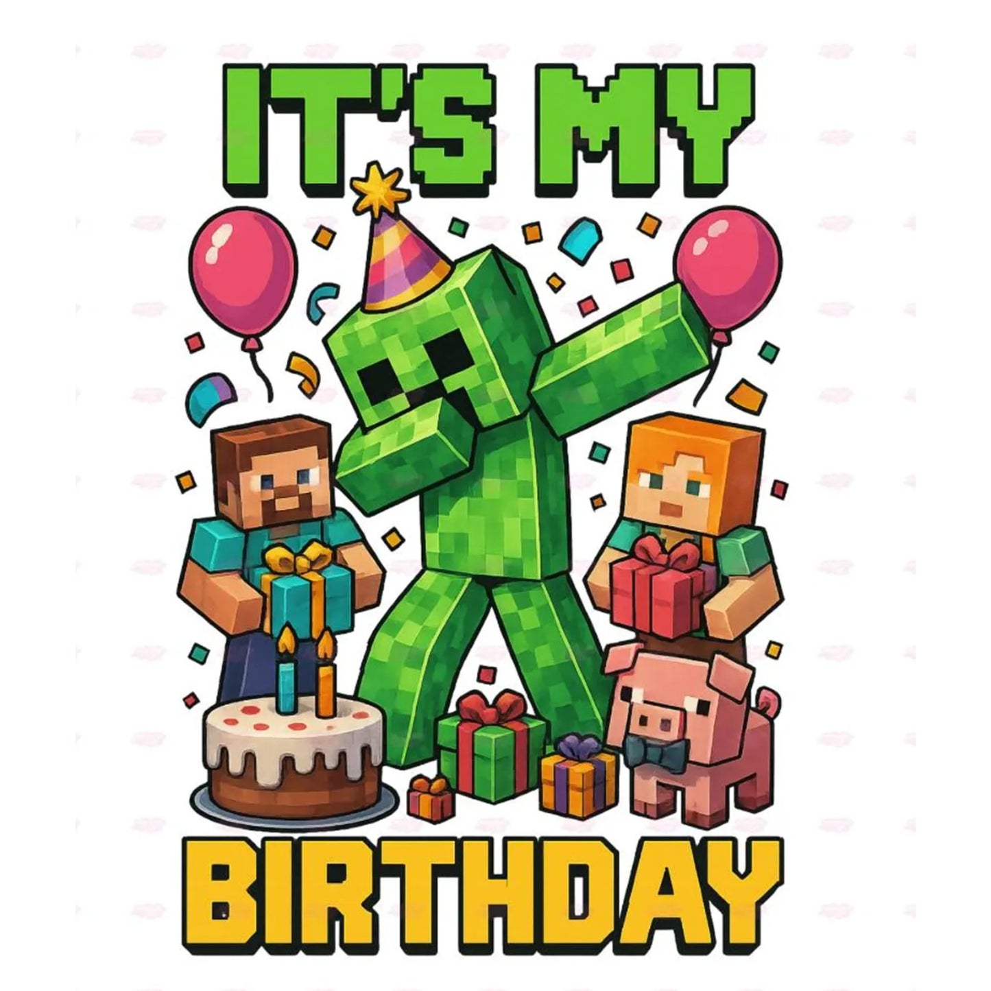Custom Birthday Apparel Minecraft It's My Birthday Tshirt Size Youth 8