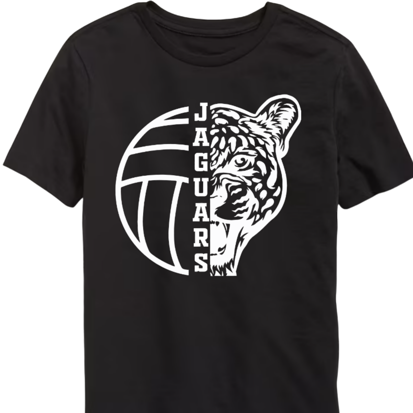 Black t-shirt with white jaguar graphic and 'Jaguars' text on a white background