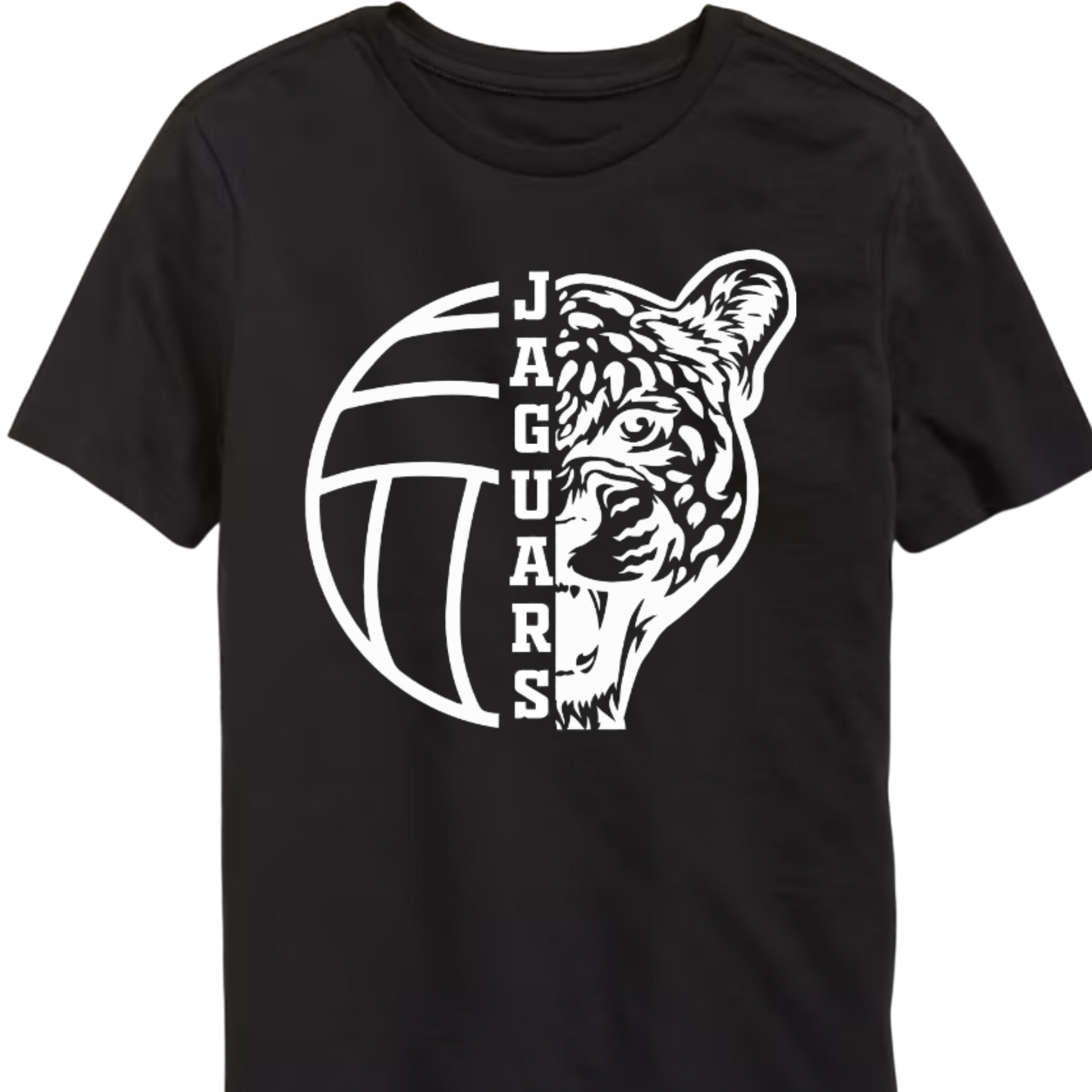 Black t-shirt with white jaguar graphic and 'Jaguars' text on a white background