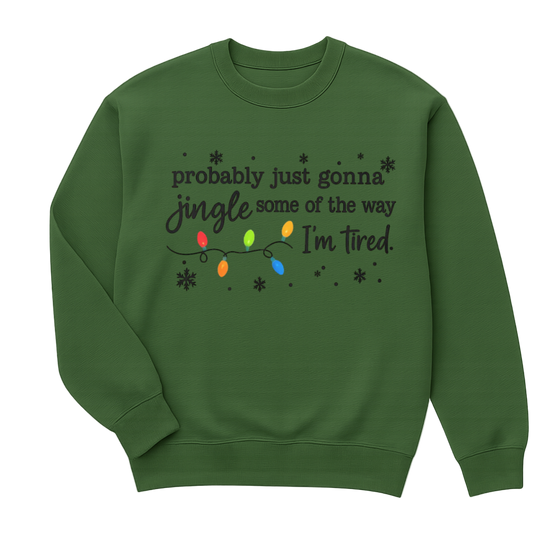Green or Red sweatshirt with Christmas-themed text and lights 