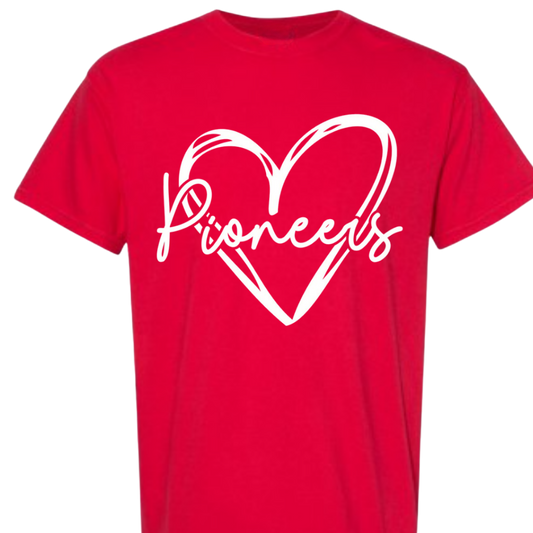 Elyria Pioneers School Spirit Apparel HEART PIONEERS