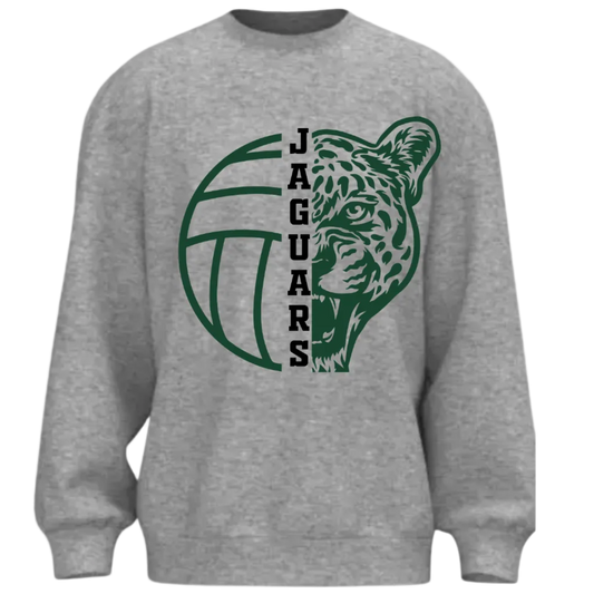 Gray sweatshirt with green jaguar logo and 'Jaguars' text on a white background